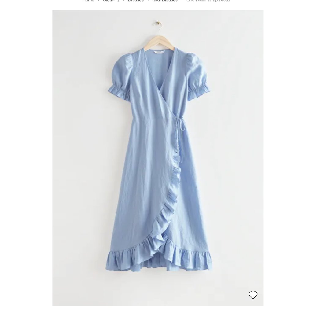 & Other Stories Linen Wrap Midi Dress Cornflower Blue